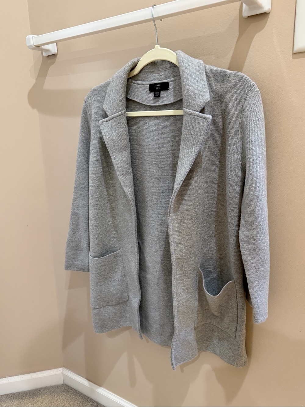 J. Crew Gray Open-Front Knit Sweater Blazer xxs